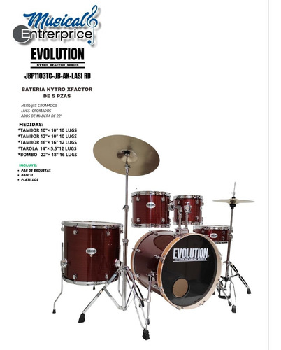 Bateria Evolution Nytro X Factor Lugs Reforzados 5 Pza