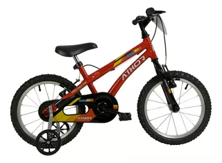 Bicicleta  infantil infantil Athor Baby Boy 2023 aro 16 freios v-brakes cor vermelho com rodas de treinamento