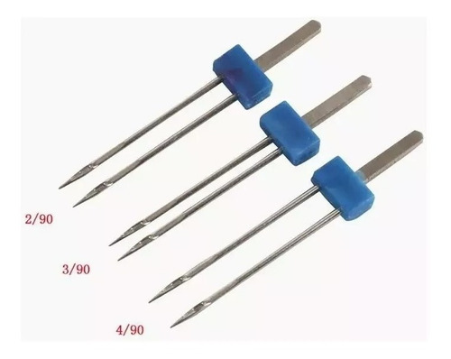 Imagen 5 de 6 de Agujas Doble Para Maquina Familiar X3 2 3 Y 4 Mm