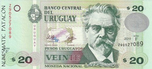 Unicos Billete 20 Pesos Uruguay Reposicion Correlativos S/c