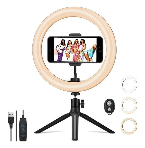 Luz Aro Led Maquillaje Lampara Selfie Trípode Con Remote