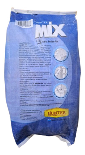 Combo Hunter Mix Pre Mezcla 5kg Adhesiva Interior Con Lijas Y Espátula