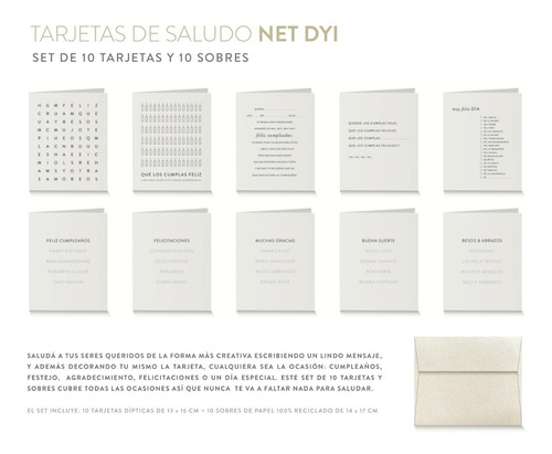 Tarjetas De Saludo Net X 10 - Mil Letterpress - Feliz Cumple