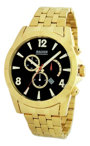Relógio Magnum Masculino Cronógrafo Dourado 44mm