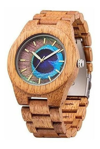 Reloj De Madera Para Hombre Fabricado Con Un Reloj De Plumas