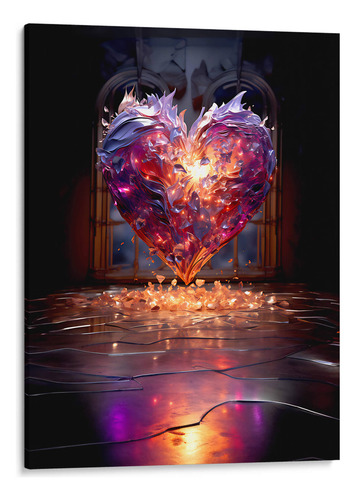 Canvas Lab Cuadro Corazón Púrpura De Cristal Roto 75x100