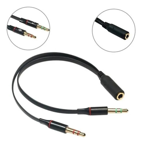 Adaptador De Áudio 1-p3 Fêmea X 2-p2 Macho 3.5mm P/ Headset