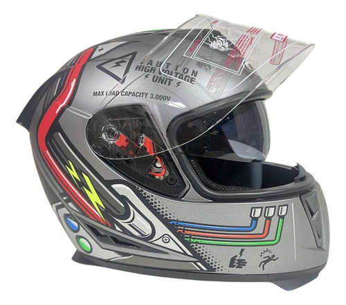 Casco De Moto Integral Con Diseño Mecánico Doble Visera Xl