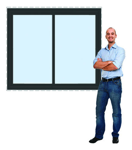 Ventana Pvc Dvh Euro-black 140x120 Doble Vidrio Corredizas C
