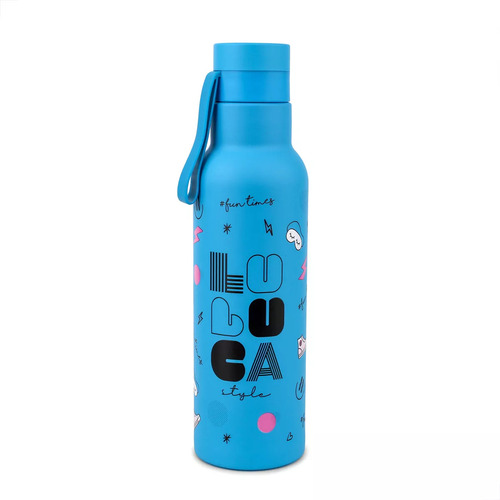 Garrafa Térmica Luluca Aço Inox Com Tampa Cor Rosa Pastel