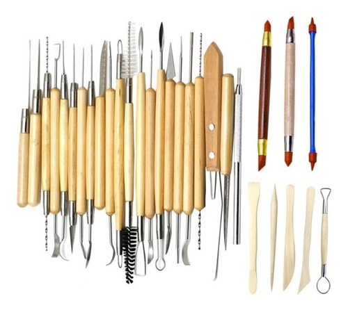 Kit 30 Pinceis Estecas Para Modelagem  Artesanato Unhas T22