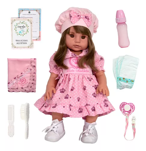 Boneca Reborn Princesa Realista Adora Castanho Silicone - Cegonha