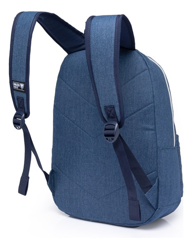 Mochila Bolsa Notebook Feminina Reforçada Faculdade Viagem Cor Azul Desenho Do Tecido Lisa