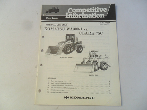Folleto Komatsu Wa300 Clark 75c Tractor Catalogo 1984 Antigu