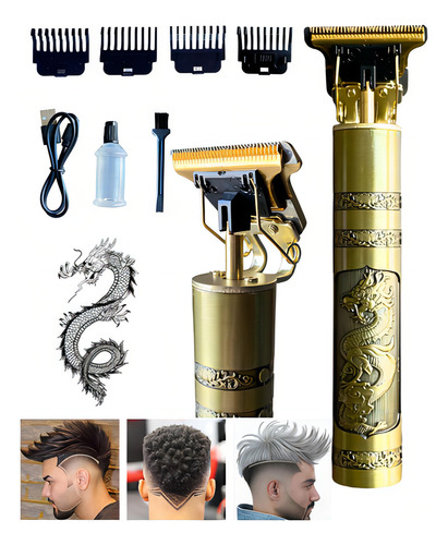 Maquina Cortar Cabelo Barba Dragão Acabamento Sem Fio Detalhe