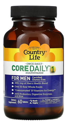 Country Life Core Daily 1 Multivitaminco Hombres 60 Tabs Sabor Sin Sabor