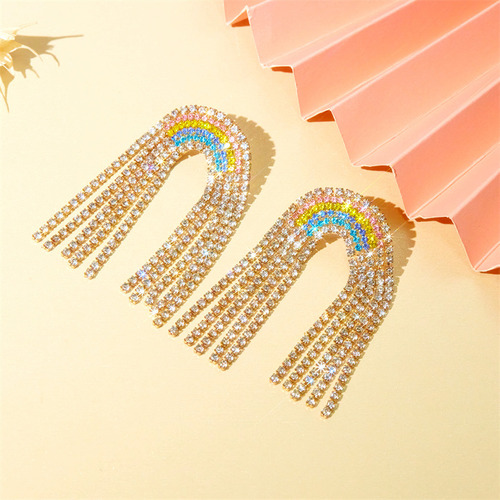 Pendientes Arete Con Borlas De Arcoíris Con Tachuelas De Dia