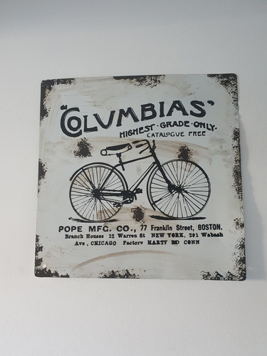 Cuadro Vintage Decorativo Chapa Bicicleta
