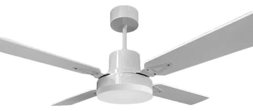 Vent De Techo Blanco 4 Palas Madera Blanca + Plafon Led 18w