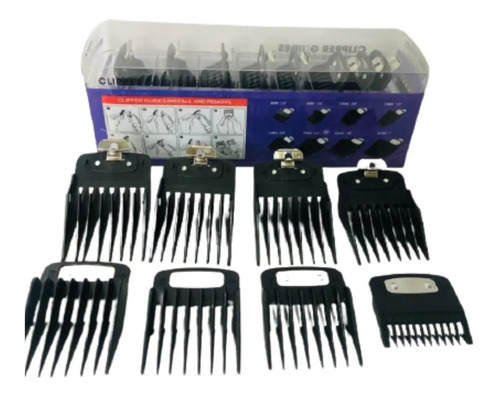 Kit 8 Pente Clipper Corte + Porta Pente Acrílico Wahl Kemei