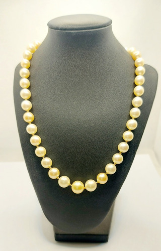 Collar De Perlas Antiguo. Cierre Oro 18k Blanco Y Brillantes