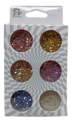 Glitter Flocado Lantejoulas Para Decorar Unha Colorido 6 Und