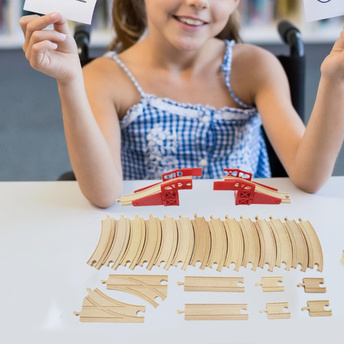 Juego De Vías De Tren De Madera, Juguete Educativo De