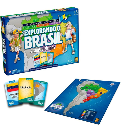 Jogo Explorando O Brasil Grow Tabuleiro Brinquedo Criança Nf