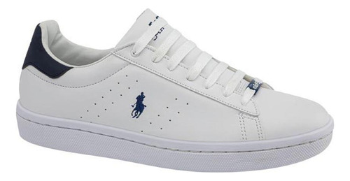 Tenis Urbano Casual Hpc Polo 313 Blanco Con Marino De Hombre