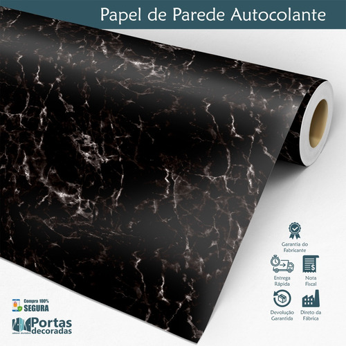 Papel De Parede Auto Adesivo Mármore Preto Pode Molhar