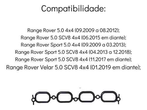 Junta Coletor Admissão Ld Dir Range Rover Sport E Velar 5.0