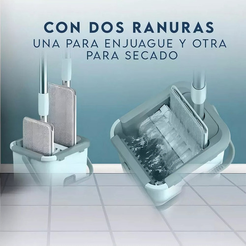 Trapeador Mopa Plana Con Balde Escurridor + 2 Repuestos Agua