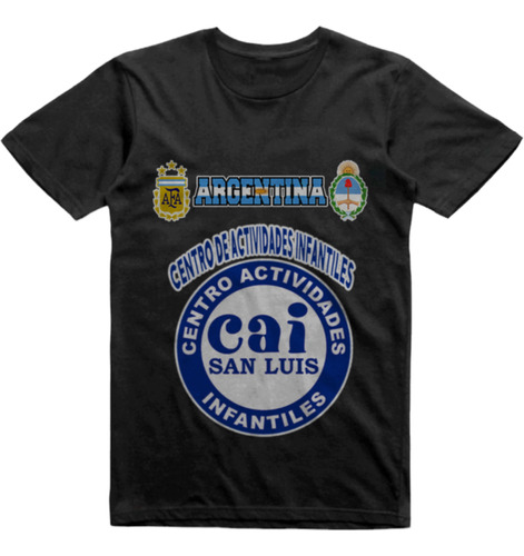 Remera Infantil Negra Centro Actividades Infantiles San Luis