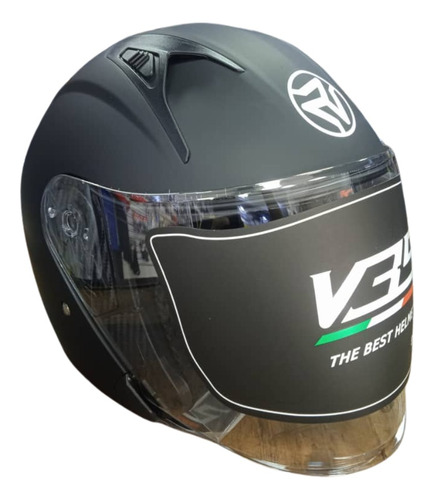 Casco V35 Semi Integral Doble Visor Negro Mate Brillante 