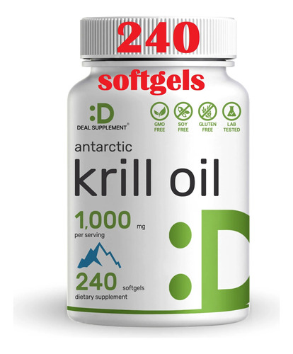 Krill Oil Antártico 1000 Mg Omega 3 Astaxantina 200 Softgels