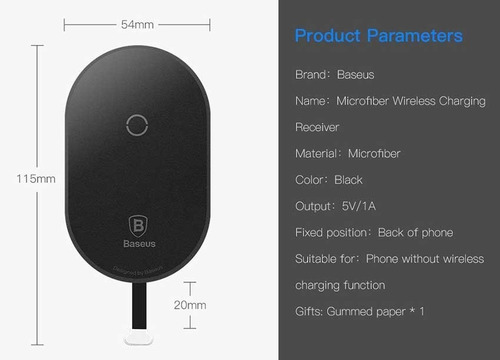 Adaptador P/ Carregador Sem Fio Baseus Android Micro Usb V8