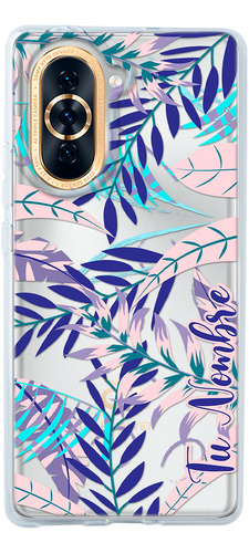 Funda Para Huawei Para Mujer Hojas Flores Con Tu Nombre