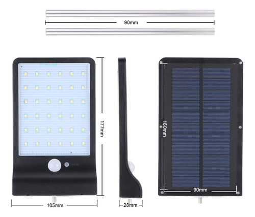Tk Lámpara De Pared Led Con Energía Solar Y Sensor De