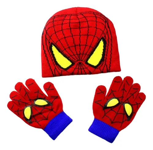 Kit Gorro Touca + Luva Infantil Desenho Spider Man 2-6anos