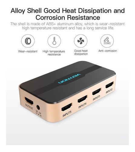 Imagen 8 de 9 de Splitter Switch Hdmi 2x1 4k 60hz 2 Salidas Vention