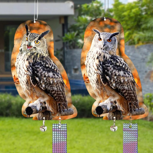 Colgante Reflectante De Búho Falso Para Asustar A Los Pájaro