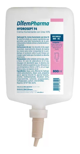 Crema Humectante Hydrosept F4 Difempharma 800ml