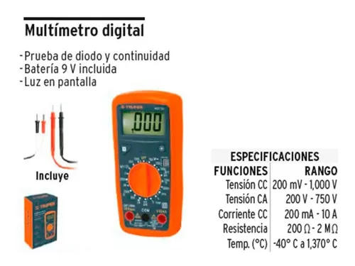Multímetro Digital Profesional Truper 200 Ohms - 2 M Ohms