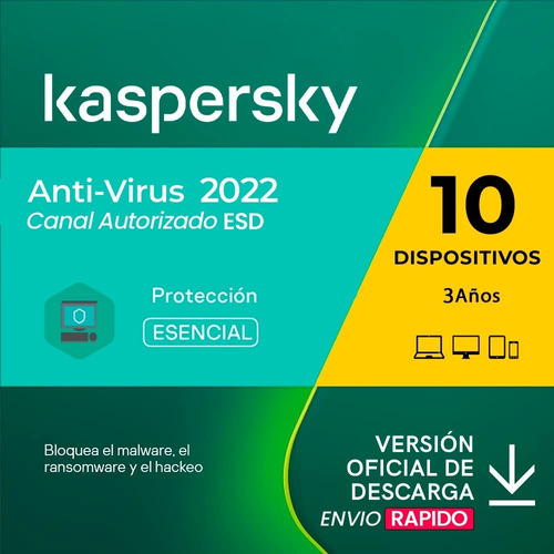 Imagen 1 de 4 de Kaspersky Antivirus 10 Pc 3 Años Oferta Especial