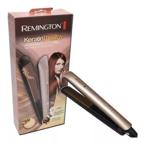 Plancha de cabello Remington Keratin Therapy S8599 negra y rosa