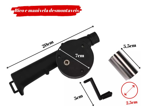 Soprador Manual Para Acender Carvão De Churrasqueira Lareira