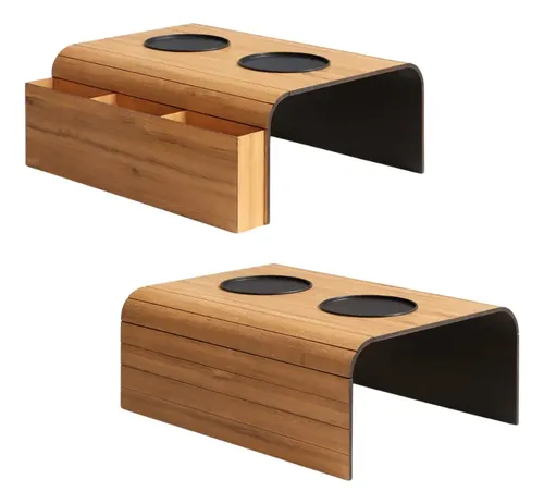 Kit 2 Esteiras De Sofá E Suporte Porta Copos + Controles Mdf