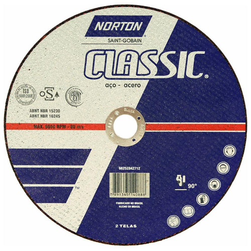 Disco Corte Aço Carb Norton Classic Ar 254 (254x3,2x25,40mm)