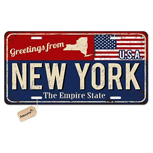 Placa De Matrícula  Greetings From New York  Vintage D...