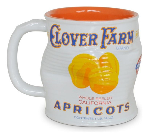 Caneca Lata Amassada 320ml Branco/laranja Cloverfarm